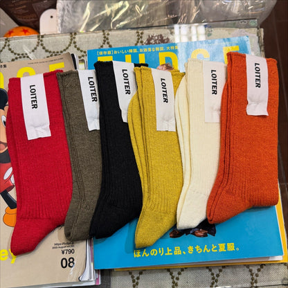 Ichi LOITER Linen Rib Socks, 6 Colos, made in Japan