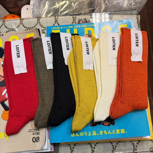 Ichi LOITER Linen Rib Socks, 6 Colos, made in Japan
