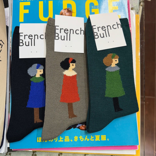 French Bull Couple Socks, 3 Colors, made in Japan