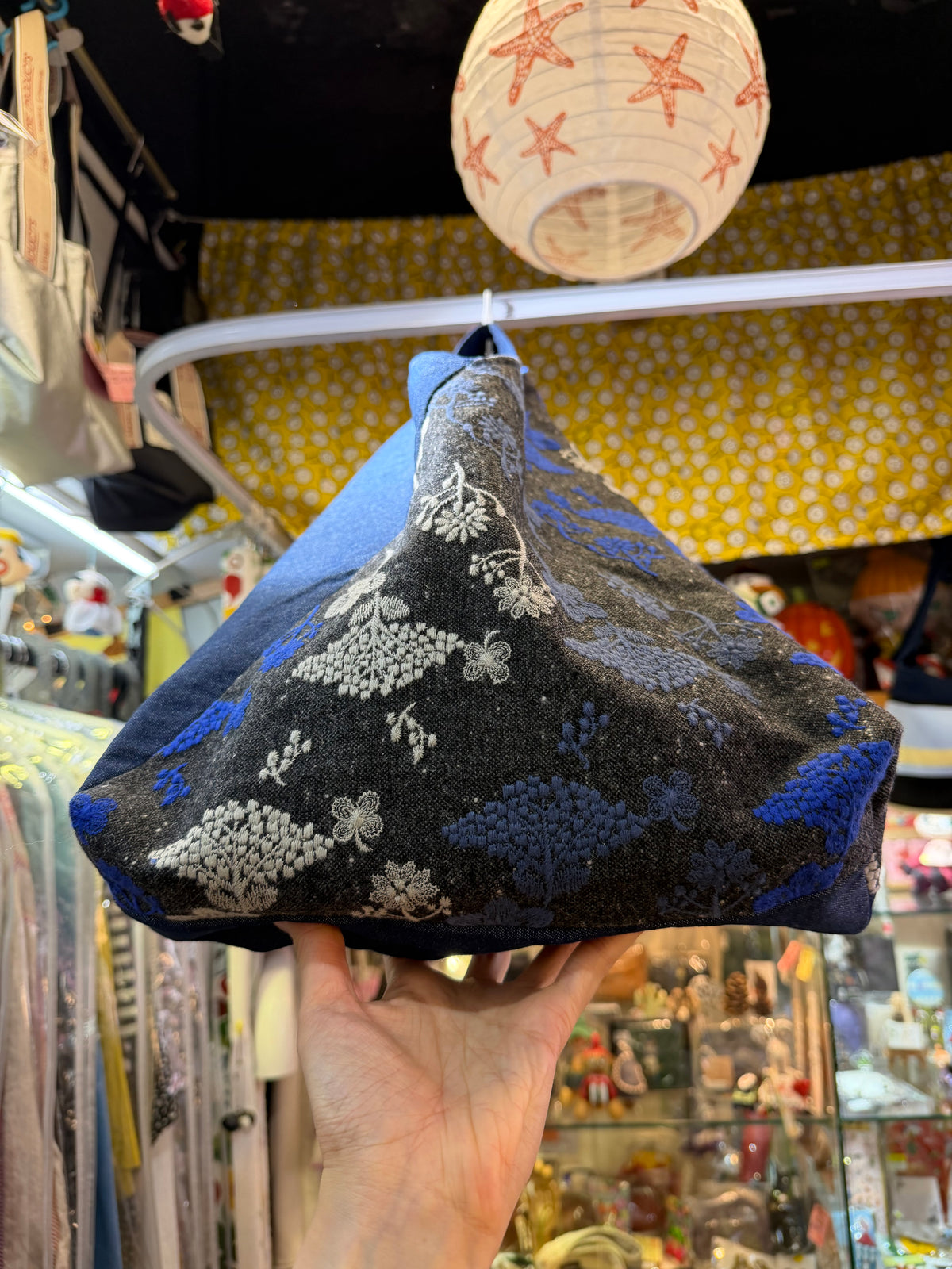 Castle… Embroidery X Denim Japanese Knot Shoulder Bag, made in Japan