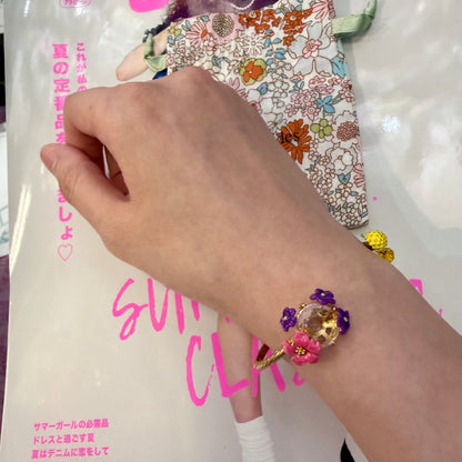 Les Néréides Paris Lemon and Flower Bangle Bracelet, imported from the UK