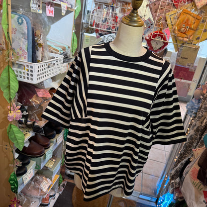 Munich Black Striped Blouse, made in Japan