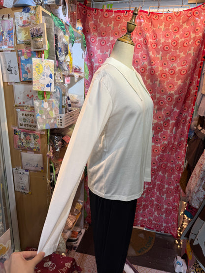 Mizuiro ind White Long Collar T-shirt, made in Japan