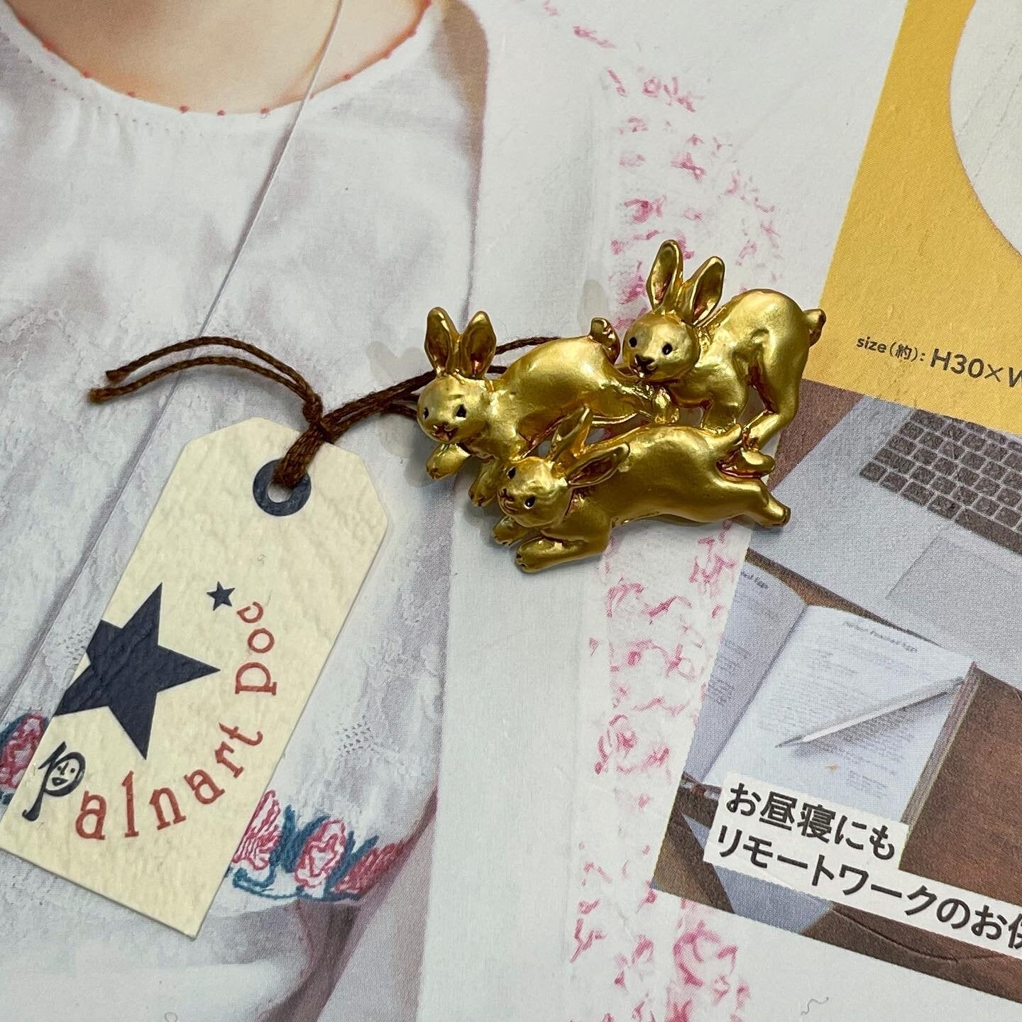Palnart Poc Rabbits Brooch, made in Japan