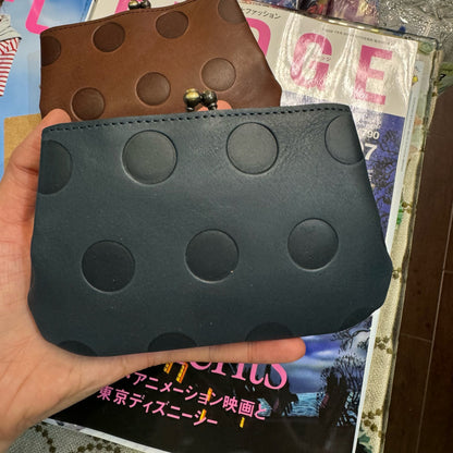 Kanmi Polka Leather Wallet, Coin Bag, 2 Colors, made in Japan