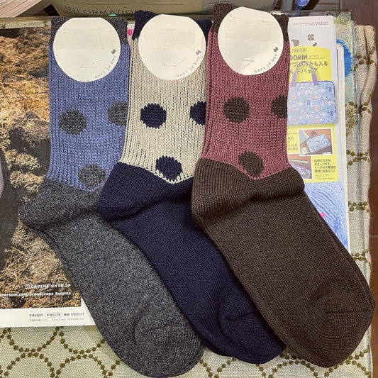 $99 only- Meri ja kuu Polka Wool Socks, 3 Colors, made in Japan