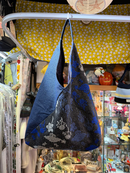 Castle… Embroidery X Denim Japanese Knot Shoulder Bag, made in Japan