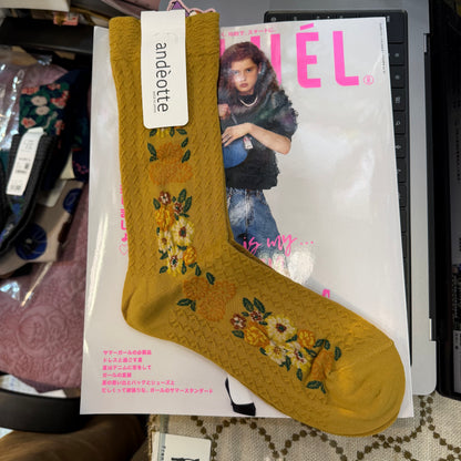 Ande Floral Socks, 2 Colors, made in Japan