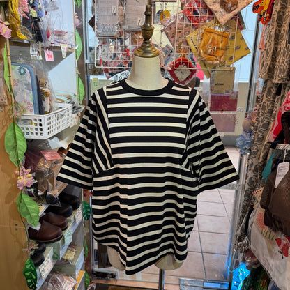 Munich Black Striped Blouse, made in Japan