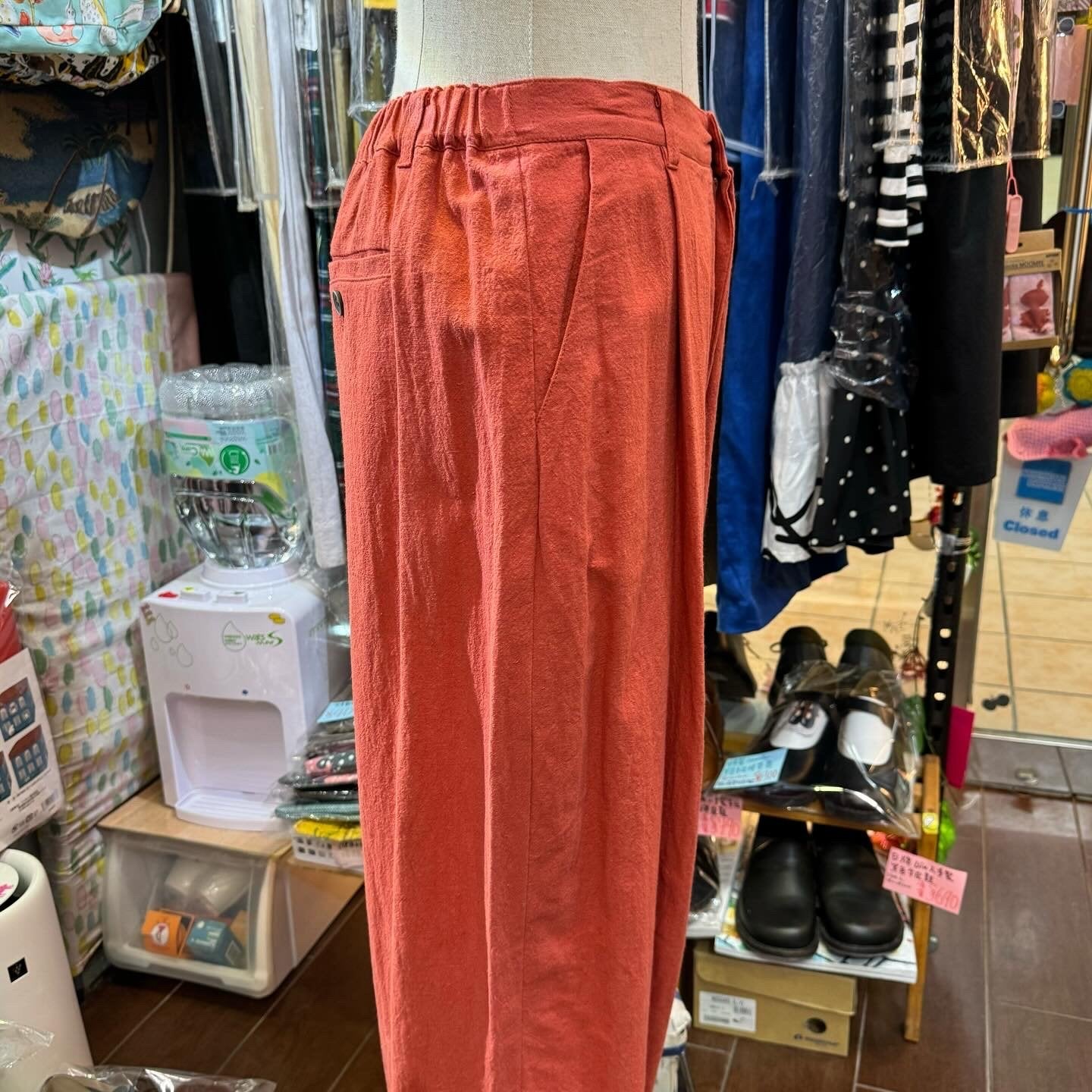 EXTRA20- Ina Red Linen Pants, made in Japan