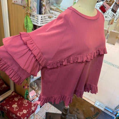 Tumugu Pink Frill Pullover, Sweatshirt, made in Japan