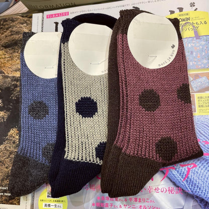 $99 only- Meri ja kuu Polka Wool Socks, 3 Colors, made in Japan