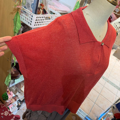Ichi Red See-through Sheer Polo Shirt
