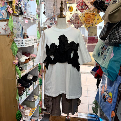 Iki Frill White T-shirt, size M, made in Japan