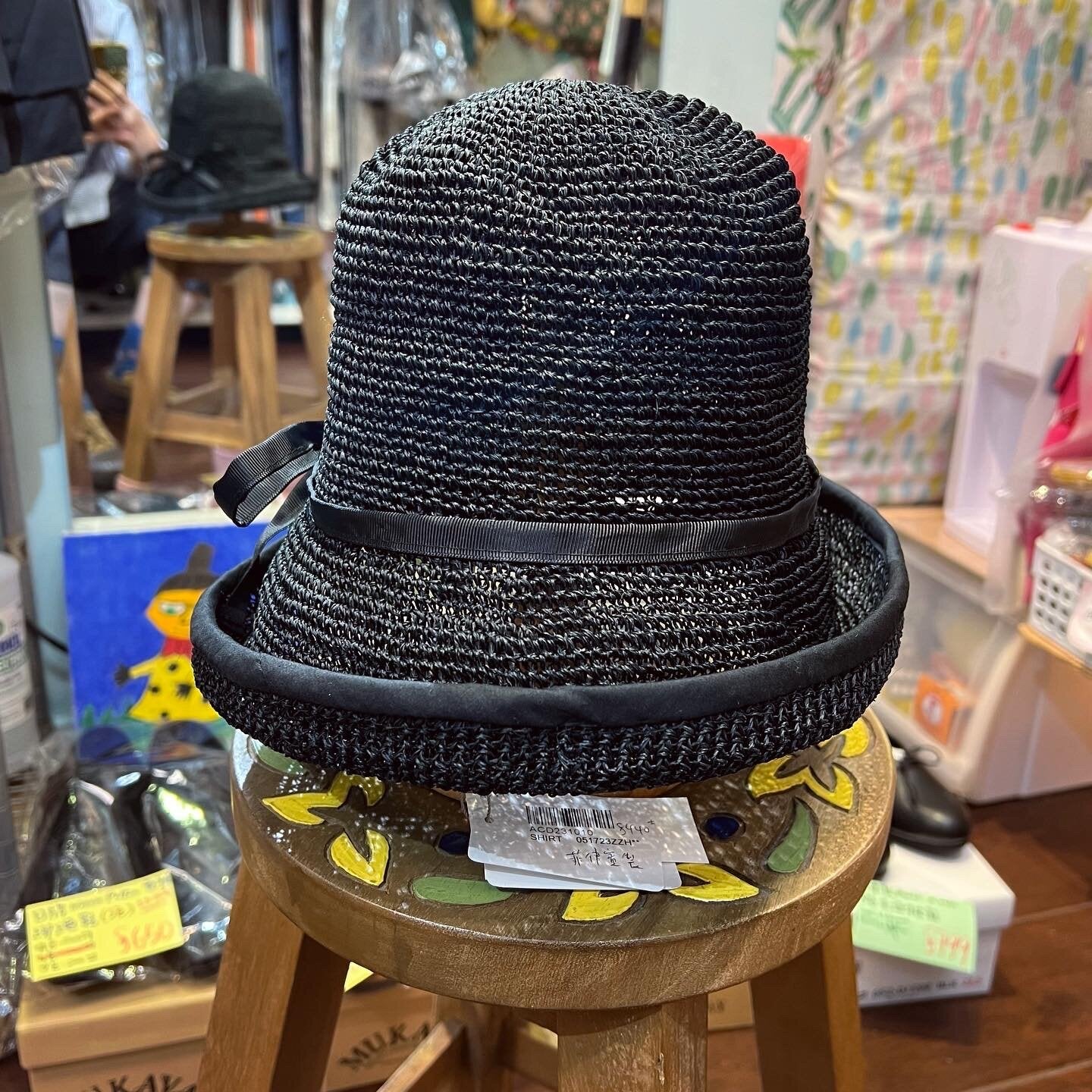 Sale- Anjou Chouette Straw Black Hat, made in Philippines