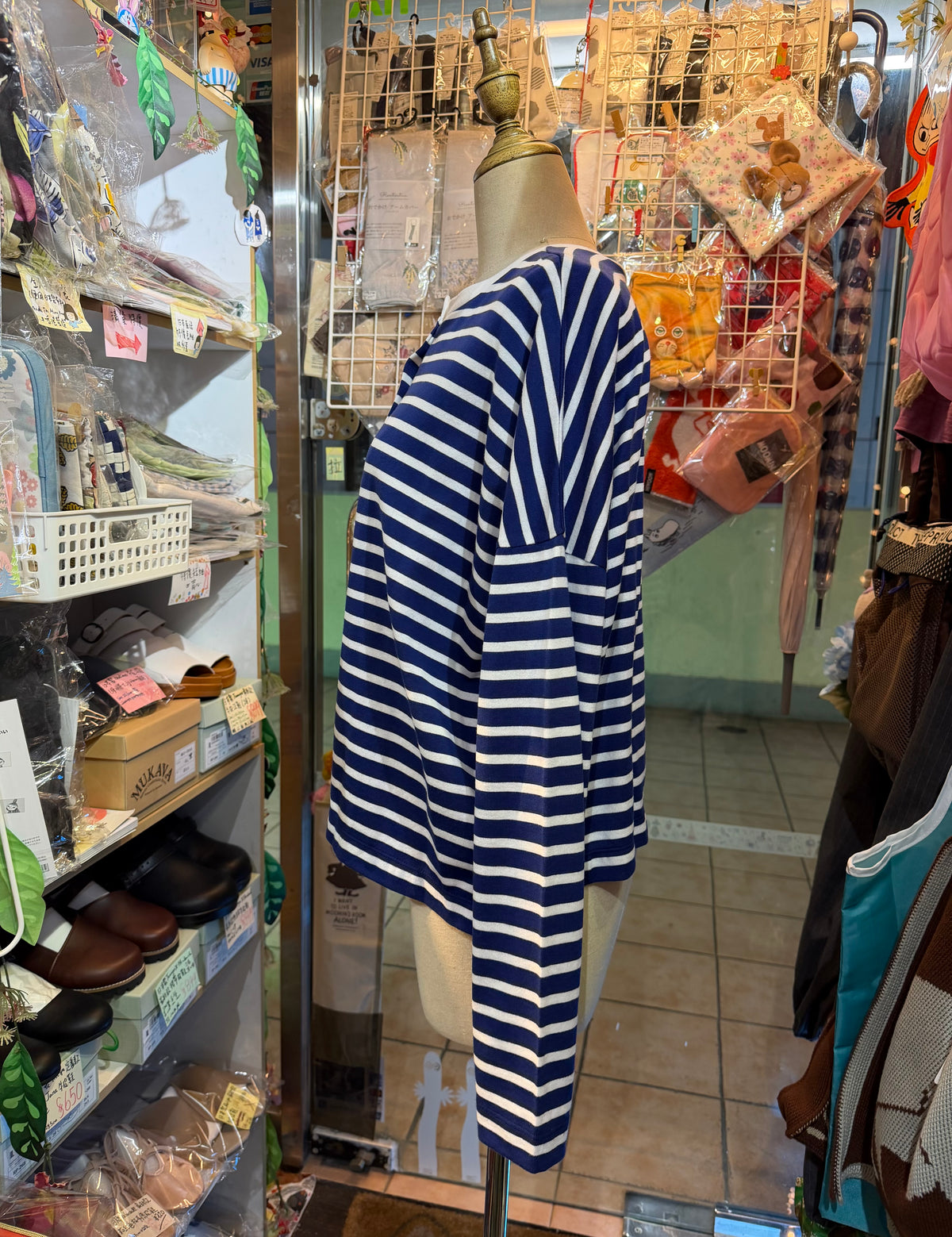 Diaries Striped 2 Way T-shirt, Cardigan, 2 Colors, made in Japan