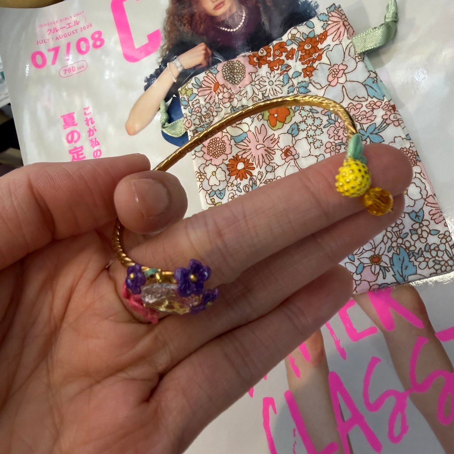 Les Néréides Paris Lemon and Flower Bangle Bracelet, imported from the UK