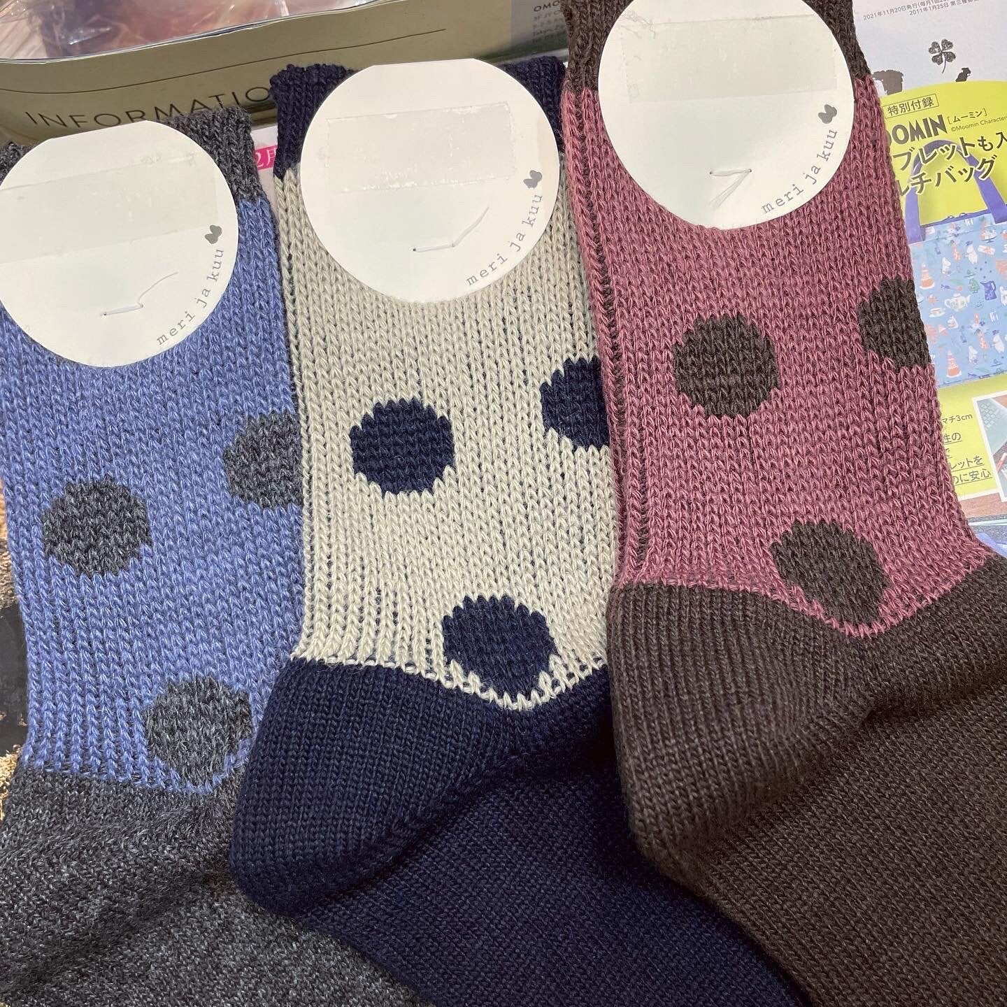 $99 only- Meri ja kuu Polka Wool Socks, 3 Colors, made in Japan