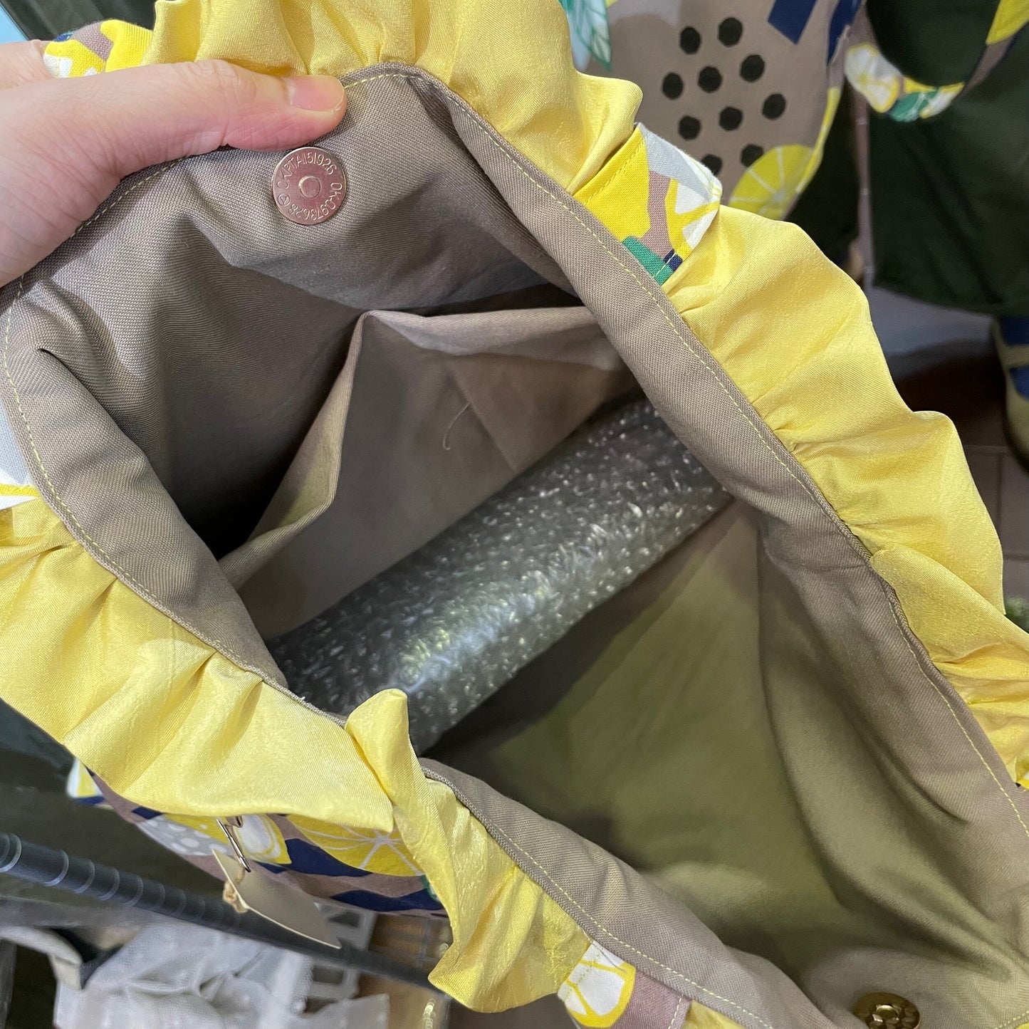 Handmade Lemon Tote Bag. Fabric from Japan
