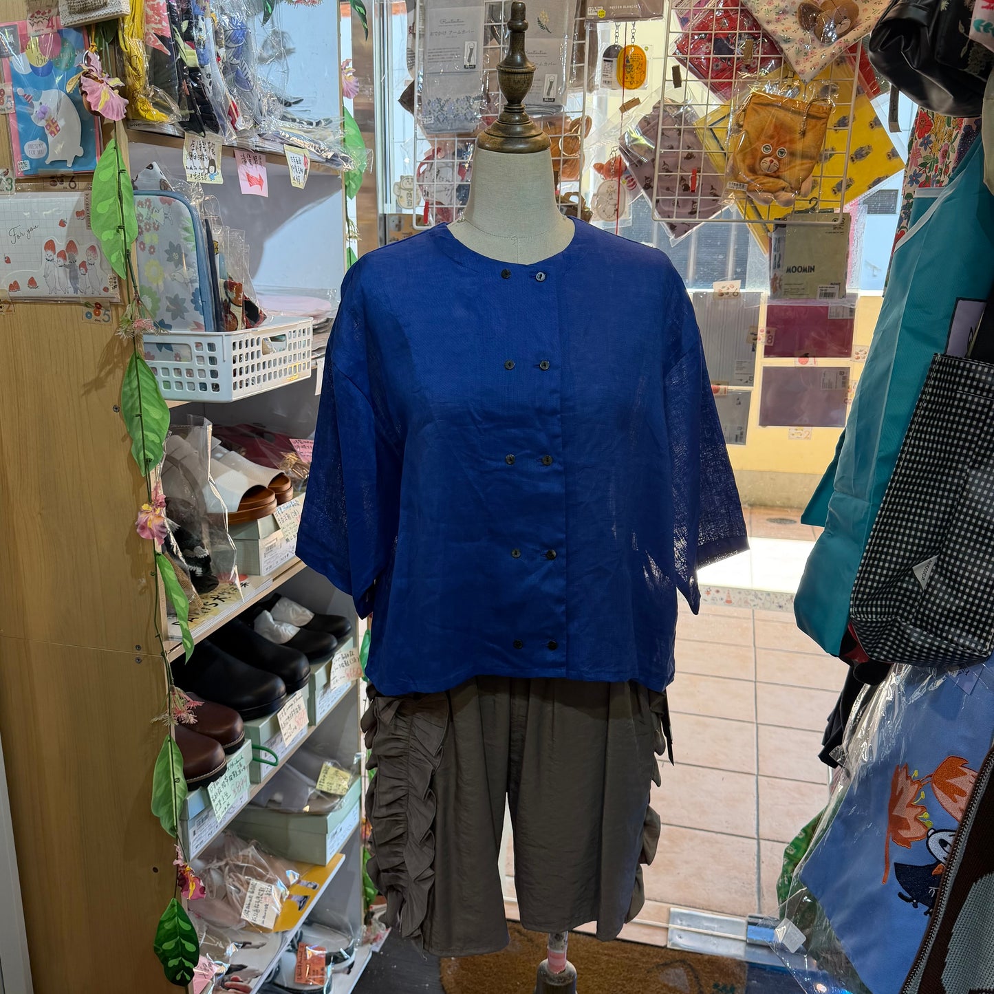 Mizuiro Ind Blue Linen Shirt, made in Japan