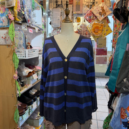 Ichi Linen-Blend Sheer Striped Cardigan, 2 Colors