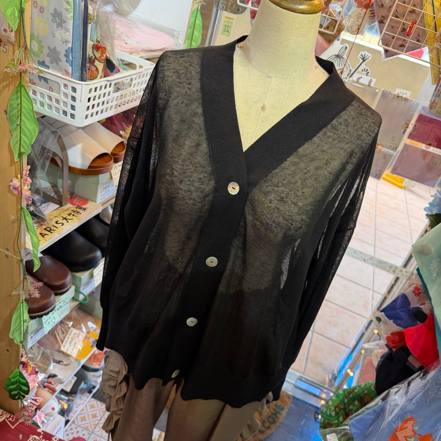 Ichi Black Sheer Cardigan