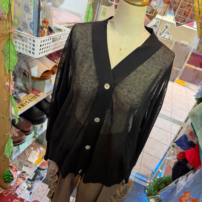 Ichi Black Sheer Cardigan