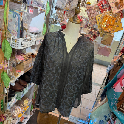 Estroislose Embroidery Charcoal Blouse, made in Japan