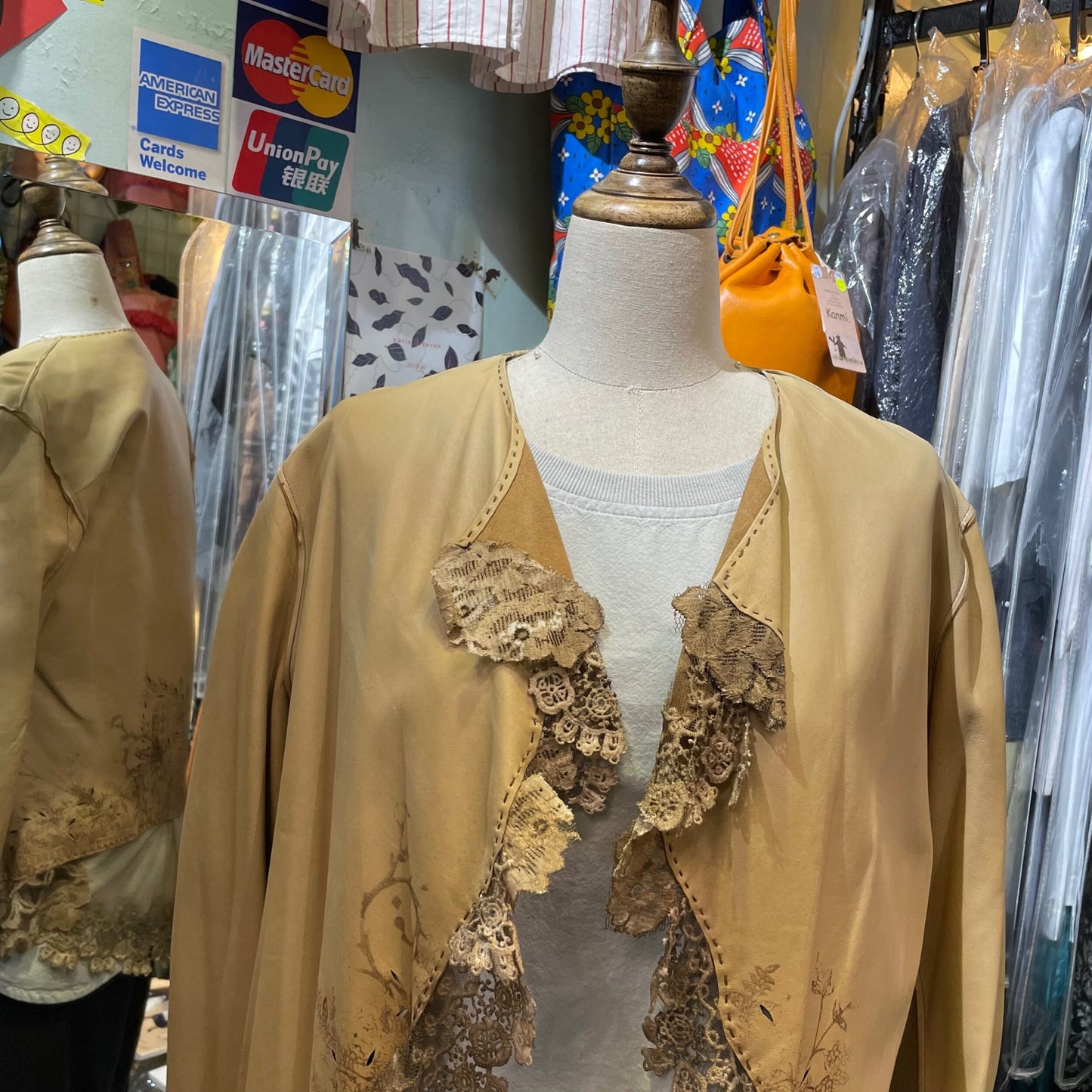 EXTRA20- Nigel Preston and Knight LambskinVintage Lace Jacket, made in Europe