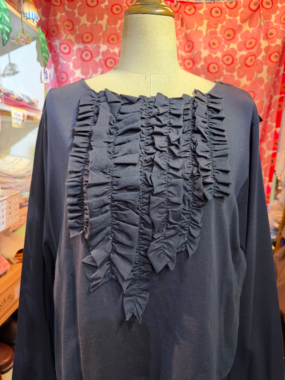 Mizuiro ind Navy Frill Collar Blouse, made in Japan