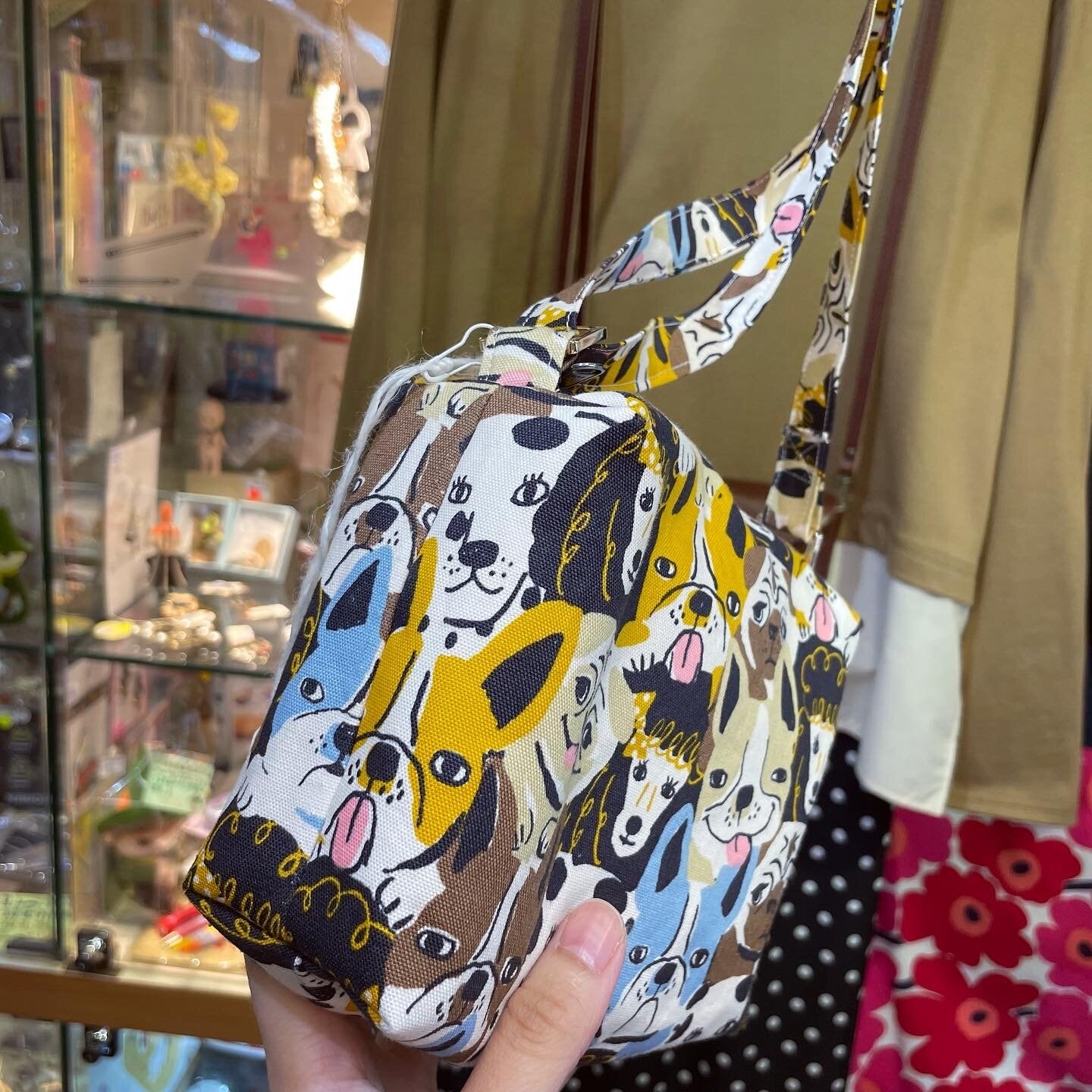Handmade Dogs Prints Bag, fabric from Japan