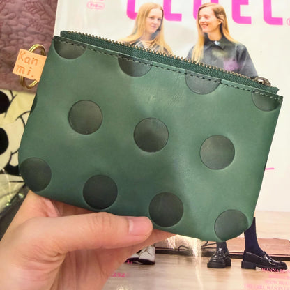 Kanmi Polka Leather Pouch, Coins Bag, 2 Colors, made in Japan *New Colors