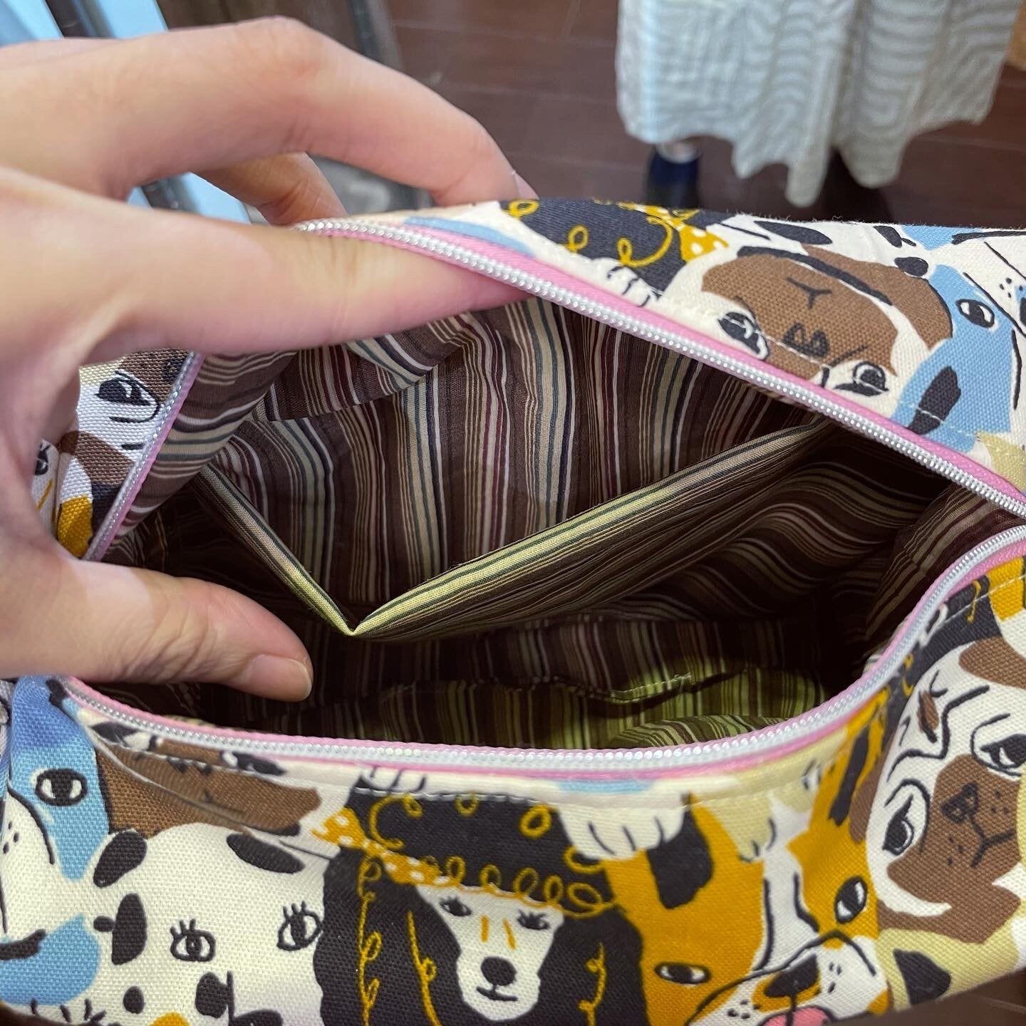 Handmade Dogs Prints Bag, fabric from Japan