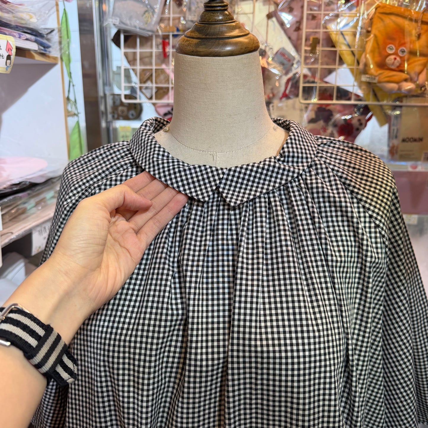 Blue Willow Black Gingham Blouse