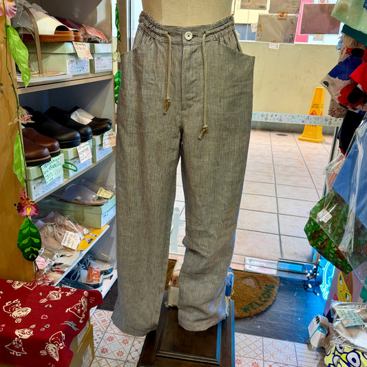 VM Linen Slim Cut Striped Pants, size 3, made in Japan