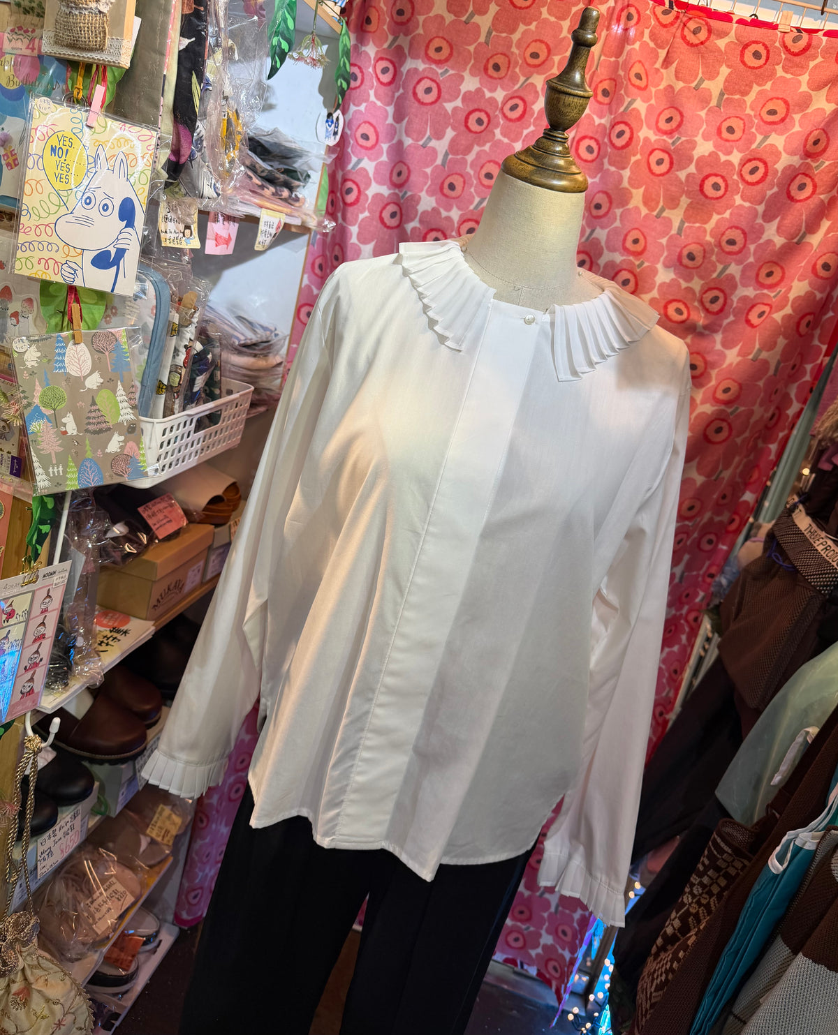 Mizuiro Ind Frill Collar Shirt, 2 Colors, made in Japan