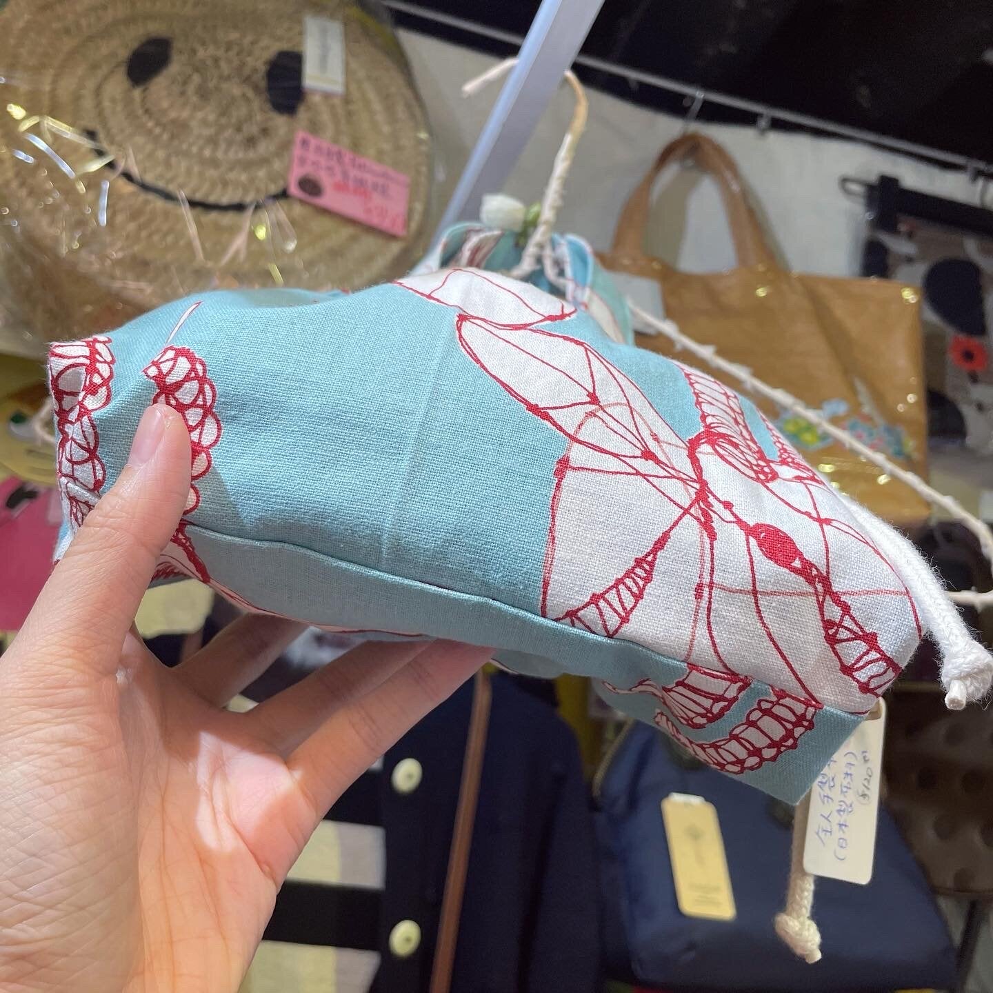 Handmade Deer Print Small Bag, Fabric from Japan