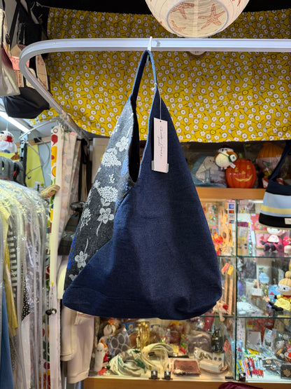 Castle… Embroidery X Denim Japanese Knot Shoulder Bag, made in Japan