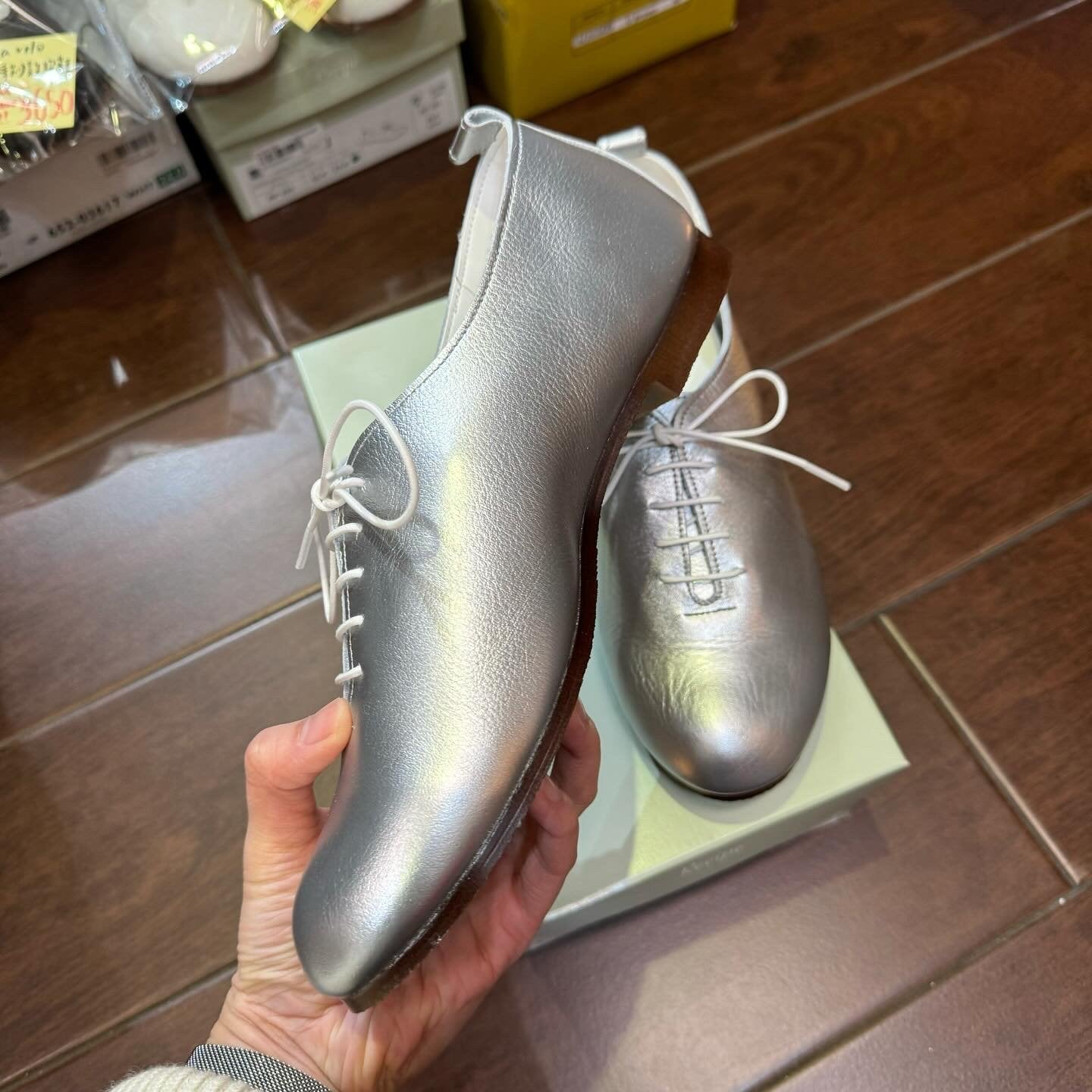 Recipe Silver Leather Shoes, size 25cm only , made in Japan