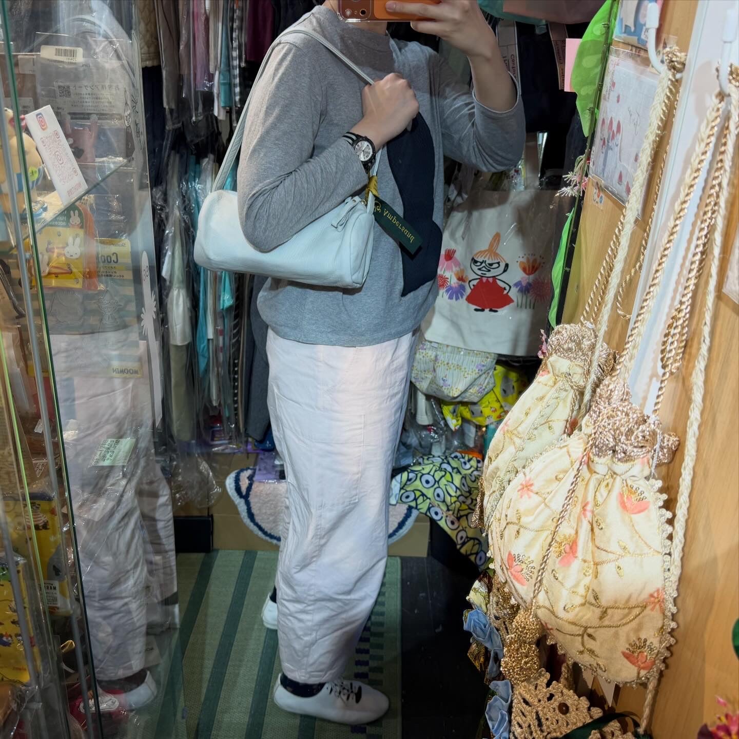 Sale- Ampersand Ivory Leather Bag, made in Japan