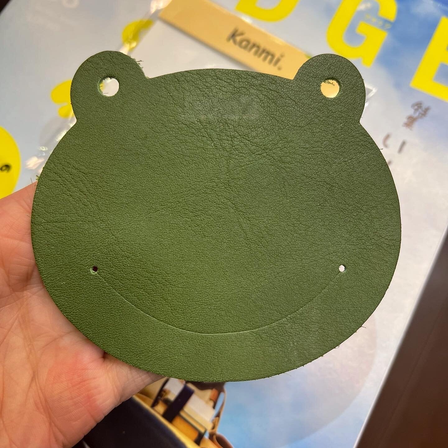 Kanmi Frog Green Leather Coaster,5 Colors, made in Japan