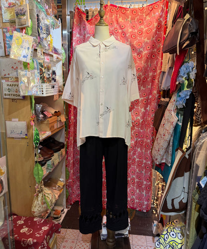 Ouvert French Prints Ivory Shirt, made in Japan
