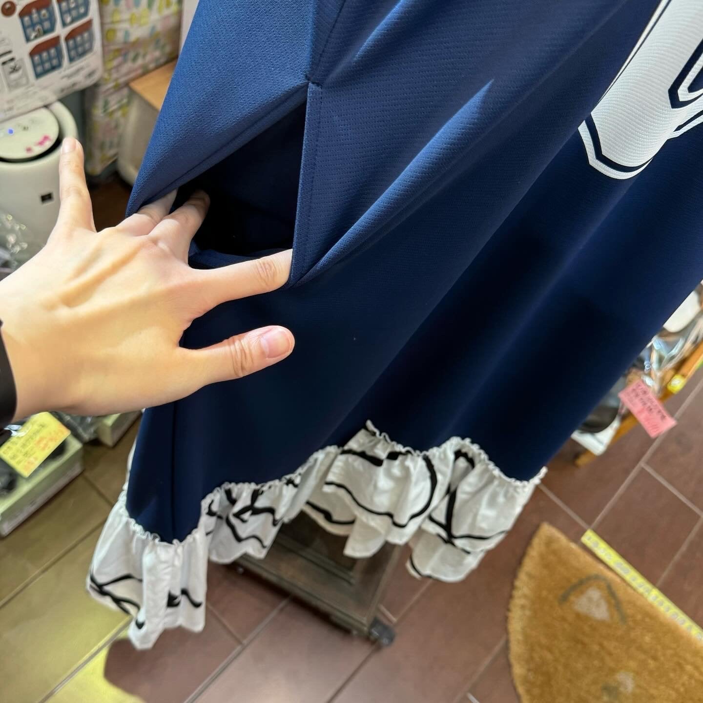Frankygrow Navy Ruffles Dress, made in Japan