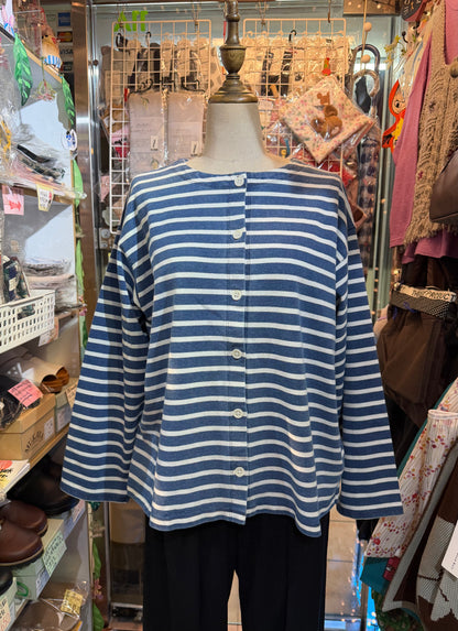 Ichi Antiquites Indigo Striped 2WAY Jacket, Top, made in Japan