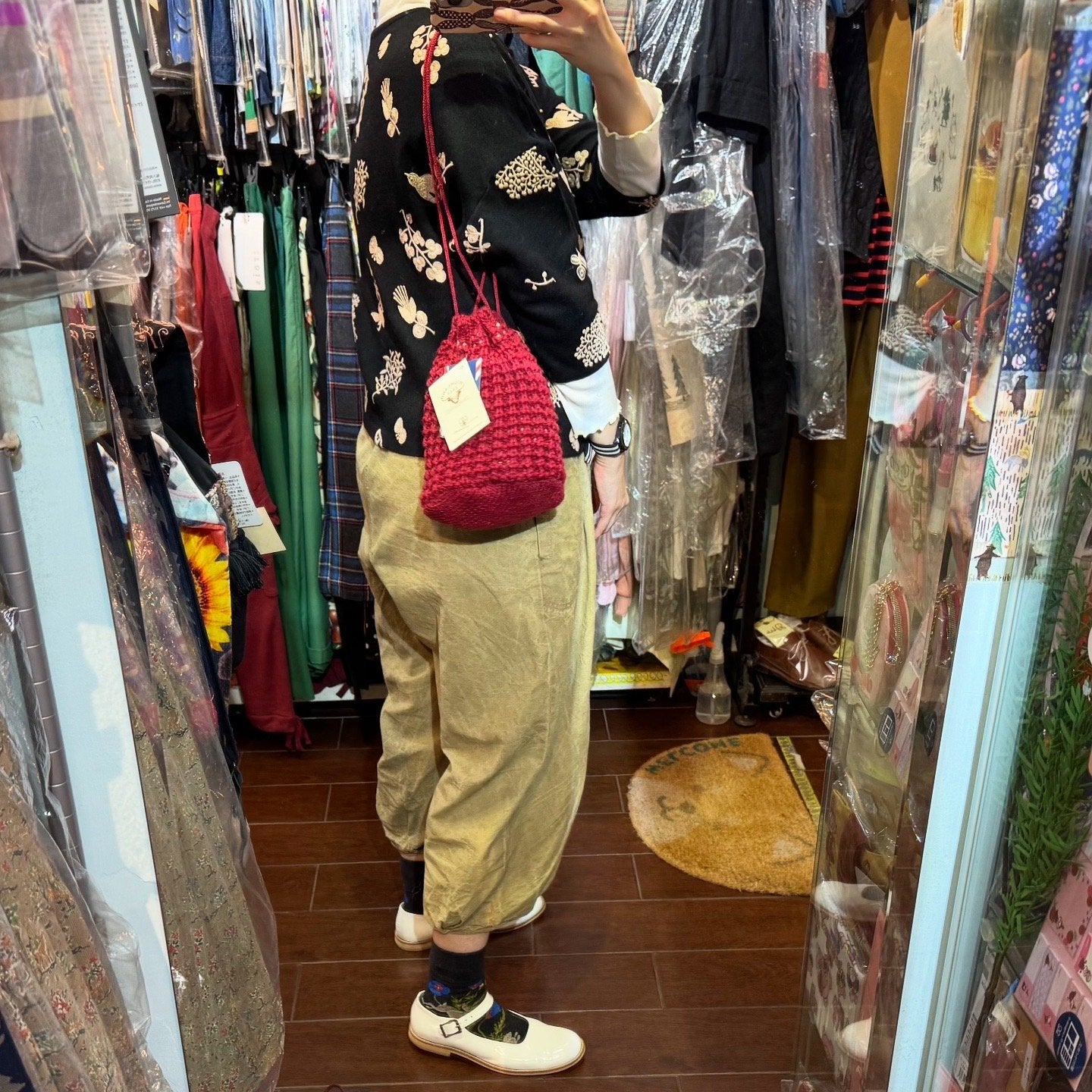 Highland Red Bucket Knit Bag, made in England