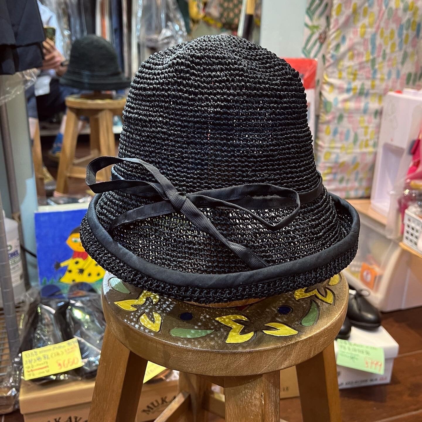 Sale- Anjou Chouette Straw Black Hat, made in Philippines