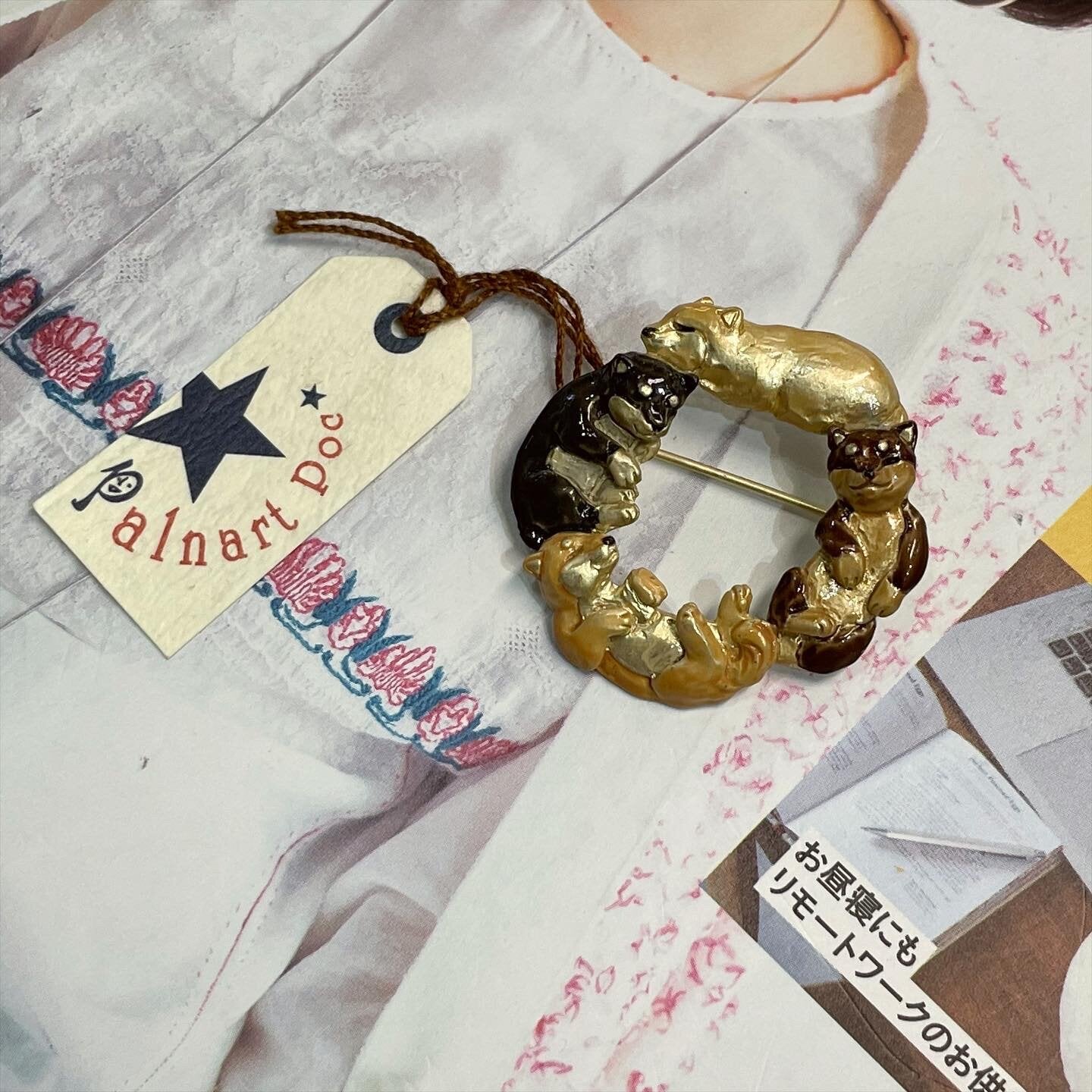 Palnart Poc Dogs Brooch, made in Japan