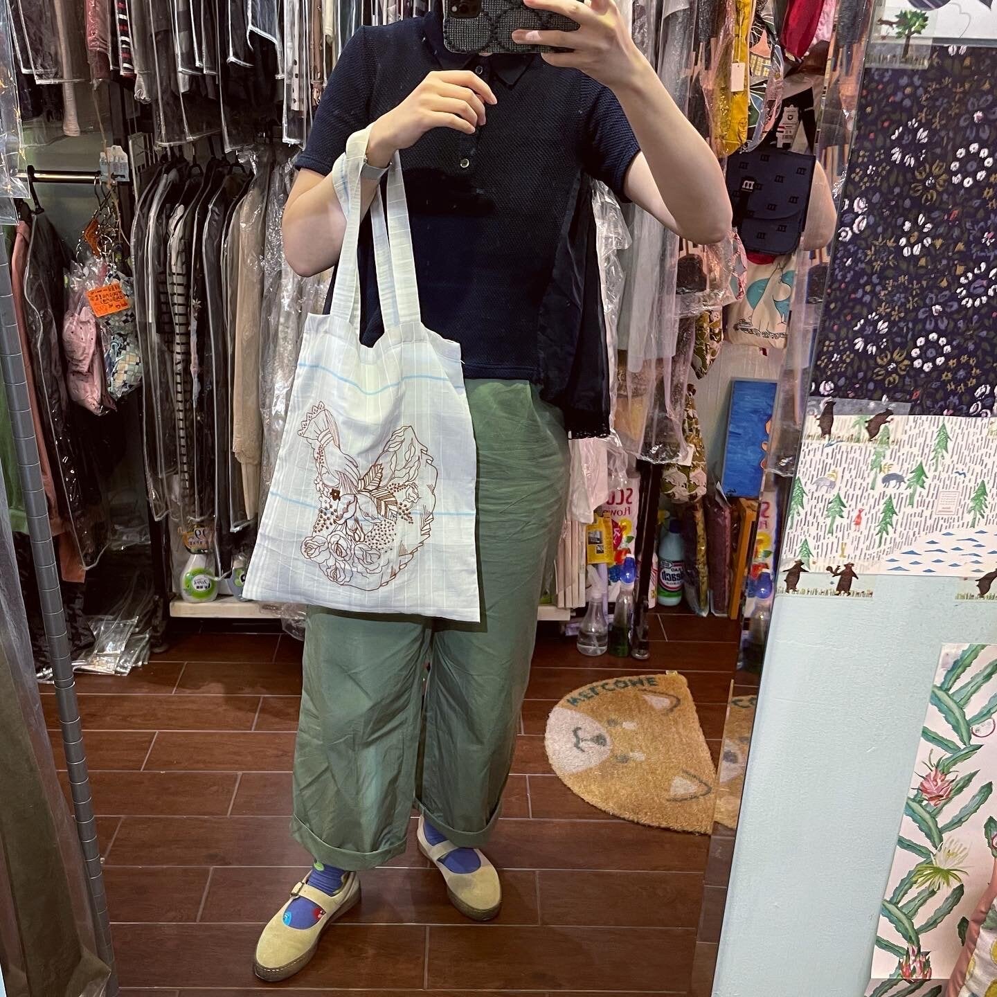 Sale- Mudoca Embroidery Tote Bag, 2 Colors, made in Japan