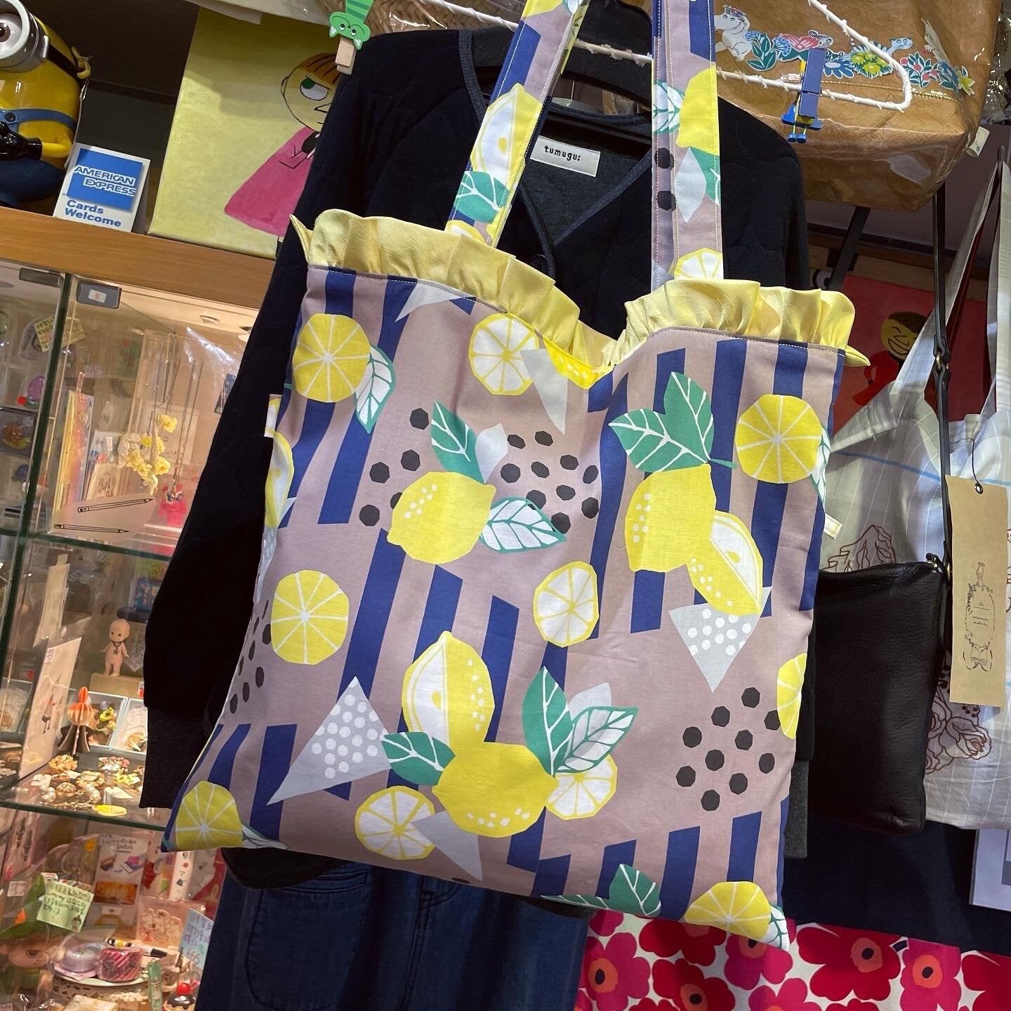 Handmade Lemon Tote Bag. Fabric from Japan
