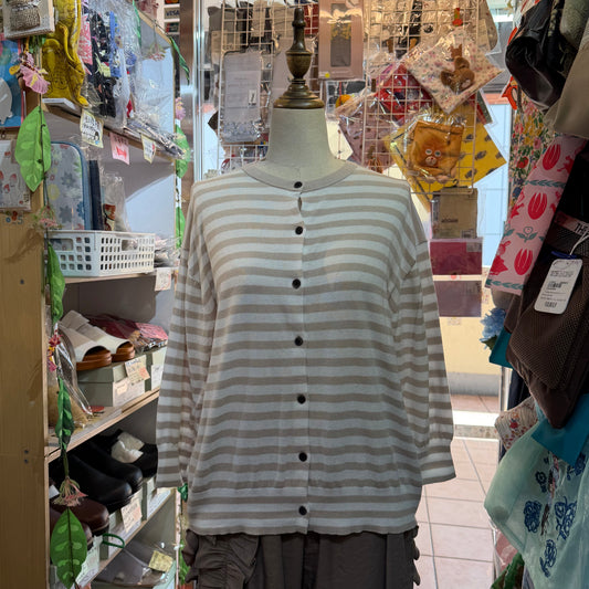 EXTRA30- Ichi Striped Cotton Cardigan, 2 Colors
